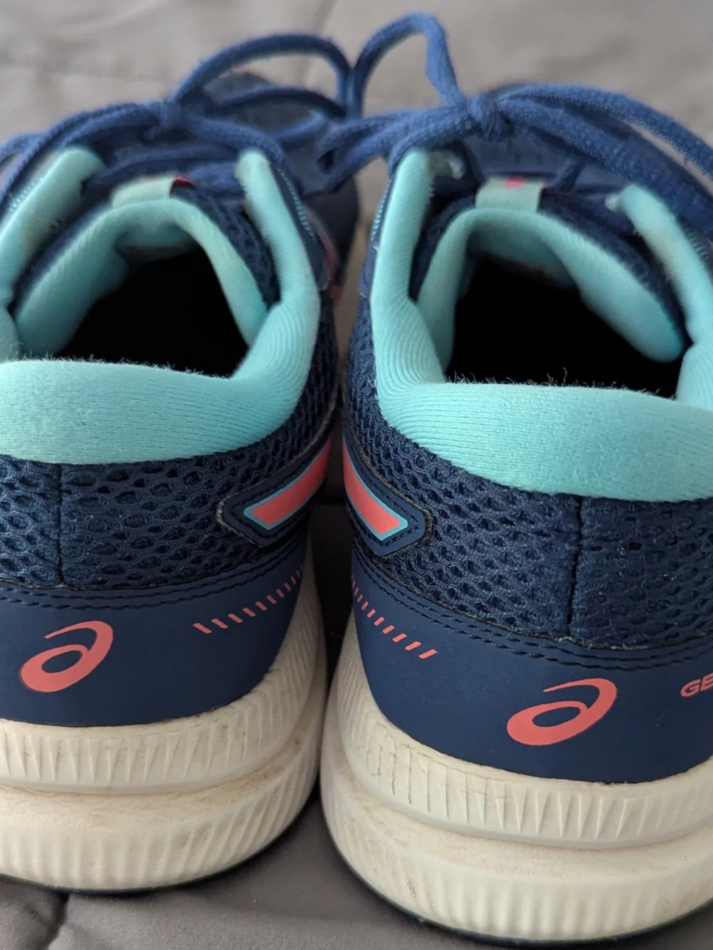 ASICS Navy Running Sneakers with Teal and Coral Accents